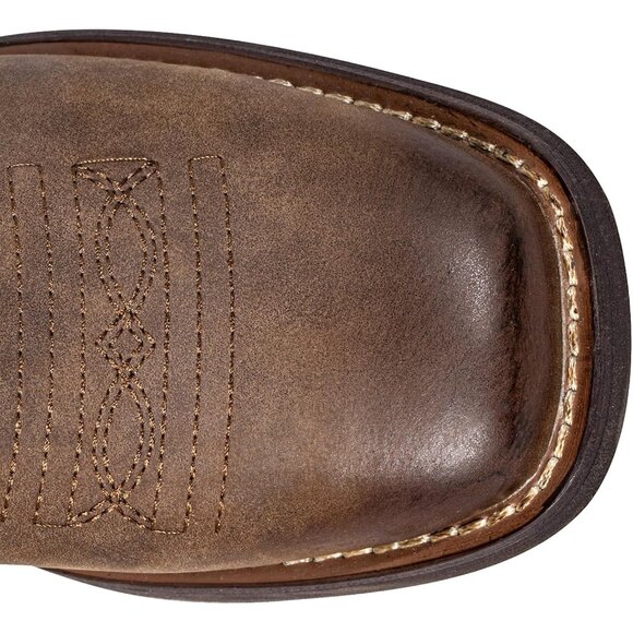 J's.o.l.e Women Brown Cowboy Boot Square Mid Calf Pull On Fashion Embroidered - Picture 3 of 9